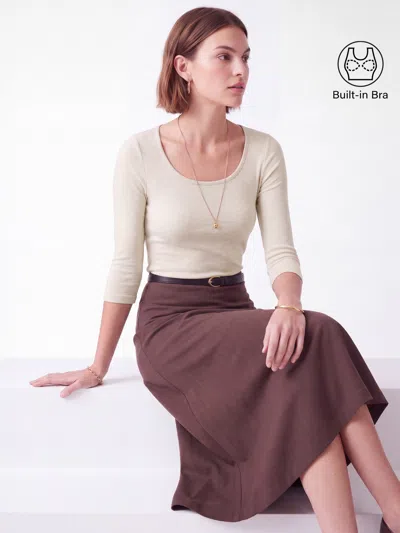 Oglmove Lyocell-wool Knit Scoop Neck Open-back Bra Top In Heather Pinky Mist