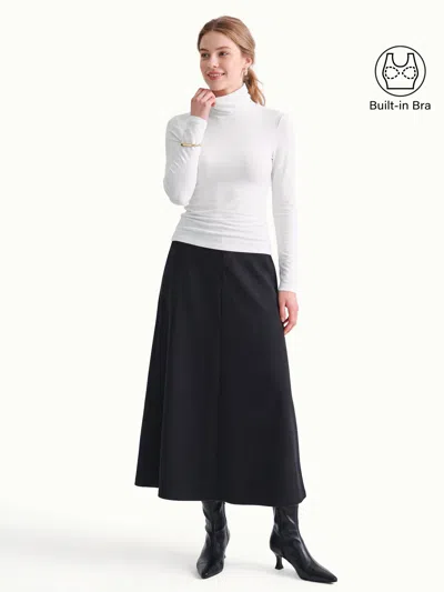 Oglmove Lyocell-wool Mock Neck Long Sleeve Bra Top In White