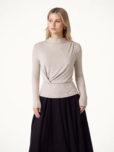 Oglmove Lyocell-wool Mock Neck Long Sleeve Top In Gray