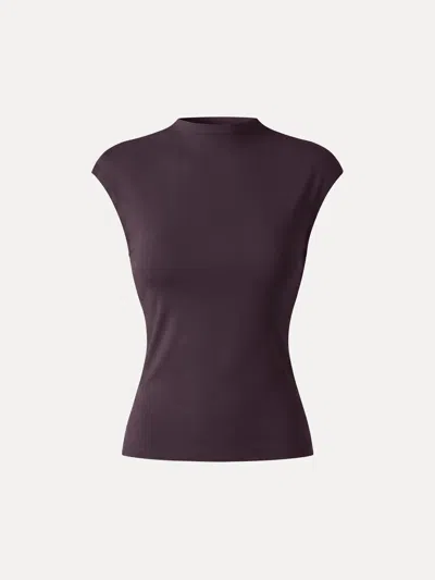 Oglmove Lyocell-wool Mock Neck Sleeveless Top In Purple Gloam