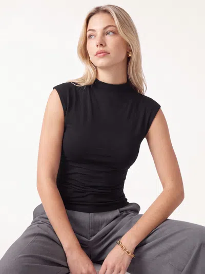 Oglmove Lyocell-wool Mock Neck Top In Black