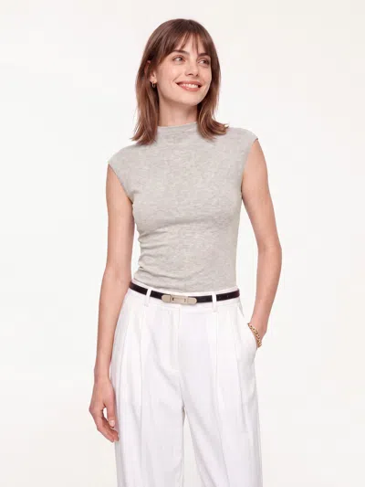 Oglmove Lyocell-wool Mock Neck Top In Heather Oatmeal