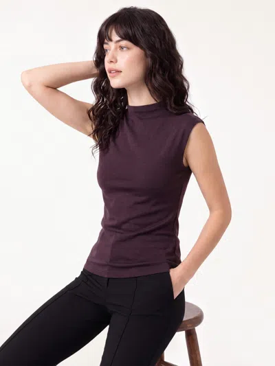 Oglmove Lyocell-wool Mock Neck Top In Purple Gloam