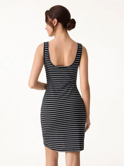 Oglmove Lyocell-wool Striped Open Back A-line Mini Bra Dress In Multi