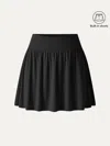 Oglmove Matte Smooth Gathered A-line Skort In Black