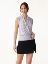Oglmove Matte Smooth Smooth Surplice Sleeveless Top In Blue