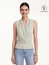 Oglmove Matte Smooth Smooth Surplice Sleeveless Top In Gray
