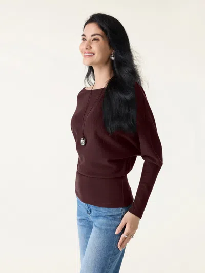 Oglmove Maxwarm Boatneck Top With Asymmetrical Hem In Red