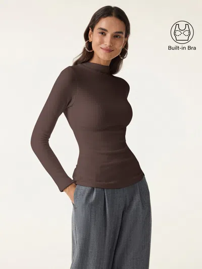 Oglmove Maxwarm Brushed Mockneck Long Sleeve Bra Top