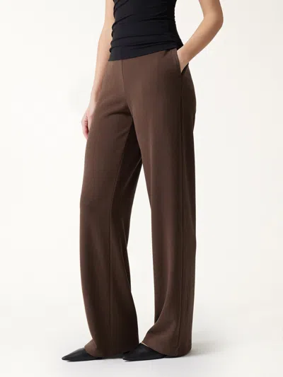 Oglmove Maxwarm High-rise Wide-leg Pants With Pockets In Brown