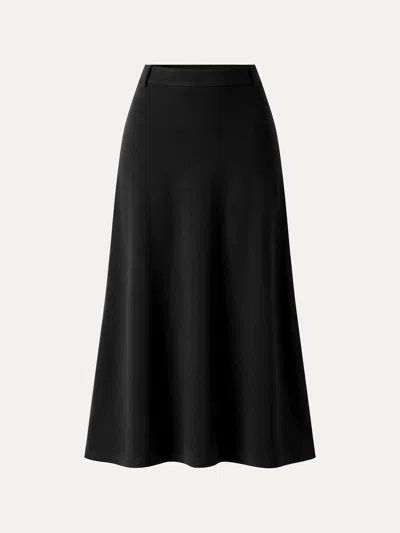Oglmove Maxwarm Mid-rise Godet A-line Midi Skirt In Black
