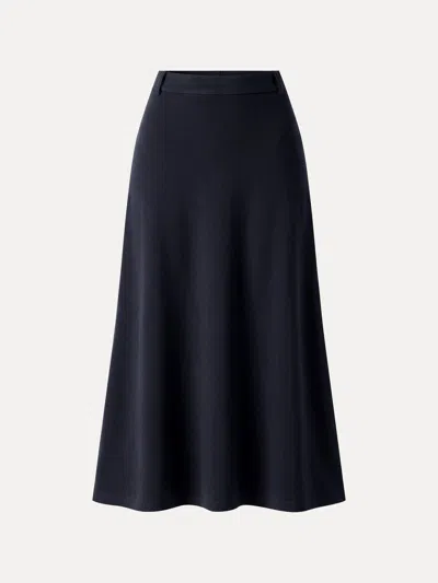 Oglmove Maxwarm Mid-rise Godet A-line Midi Skirt In Blue