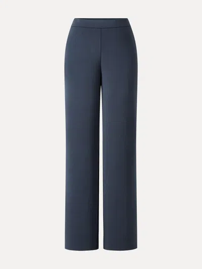 Oglmove Maxwarm Modal Stretch Fleece High-rise Straight-leg Pants With Pockets In Blue