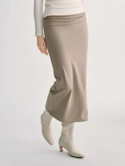 Oglmove Maxwarm Ruched Side Pencil Maxi Skirt In Animal Print