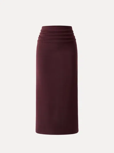 Oglmove Maxwarm Ruched Side Pencil Maxi Skirt In Burgundy