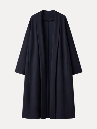 Oglmove Maxwarm Shawl Collar Long Sleeve Midi Cardigan With Pockets In Blue