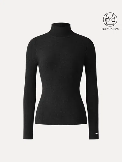 Oglmove Maxwarm Turtleneck Long Sleeve Bra Top In Black
