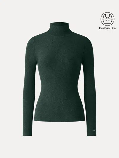 Oglmove Maxwarm Turtleneck Long Sleeve Bra Top In Green