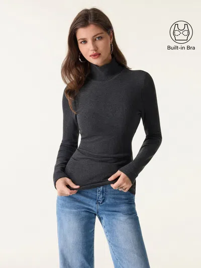 Oglmove Maxwarm Turtleneck Long Sleeve Bra Top In Gray