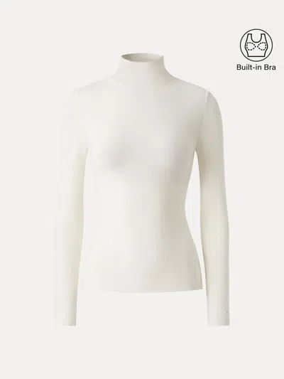 Oglmove Maxwarm Turtleneck Long Sleeve Bra Top In Off White