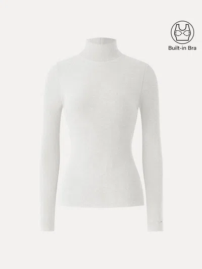 Oglmove Maxwarm Turtleneck Long Sleeve Bra Top In White