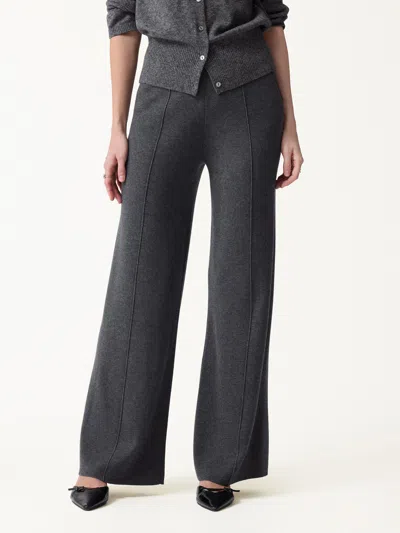 Oglmove Merino Blend High-rise Pintuck Wide-leg Pants With Pockets In Gray