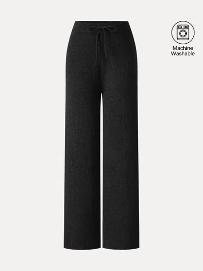 Oglmove Merino-blend Drawstring Wide-leg Knit Pants In Black
