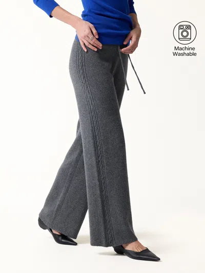 Oglmove Merino-blend Drawstring Wide-leg Knit Pants In Gray