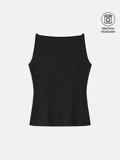 Oglmove Merino-blend Sleeveless Cable-knit Sweater Tank In Black