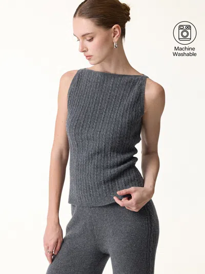 Oglmove Merino-blend Sleeveless Cable-knit Sweater Tank In Gray