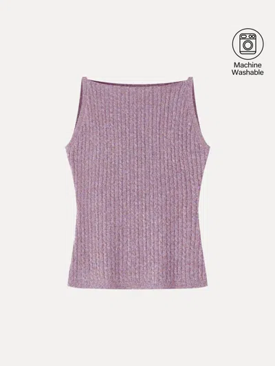 Oglmove Merino-blend Sleeveless Cable-knit Sweater Tank In Pink