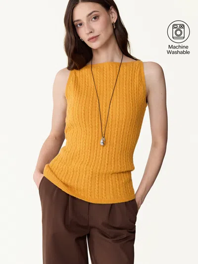 Oglmove Merino-blend Sleeveless Cable-knit Sweater Tank In Orange