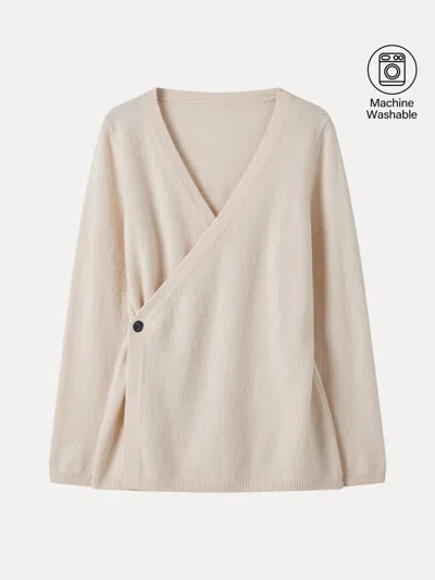 Oglmove Merino-blend V-neck Long Sleeve Wrap Sweater In Neutral