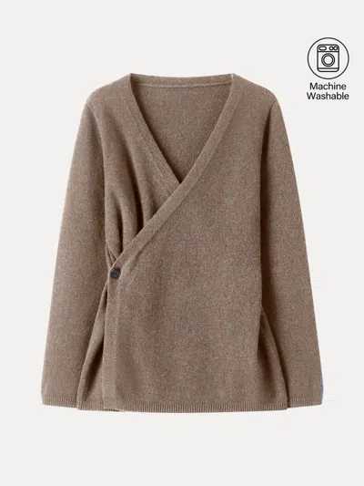 Oglmove Merino-blend V-neck Long Sleeve Wrap Sweater In Nude