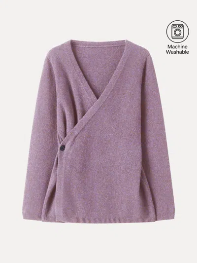 Oglmove Merino-blend V-neck Long Sleeve Wrap Sweater In Purple