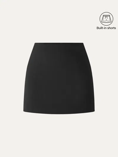Oglmove Mid Rise Pull-on A-line Skirt With Pockets In Black