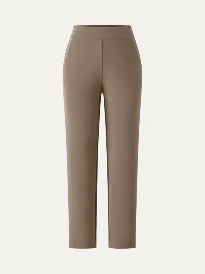 Oglmove Mid Rise Pull-on Tapered Pants With Pockets In Brown