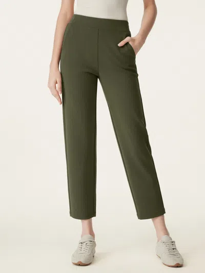 Oglmove Mid Rise Pull-on Tapered Pants With Pockets In Green