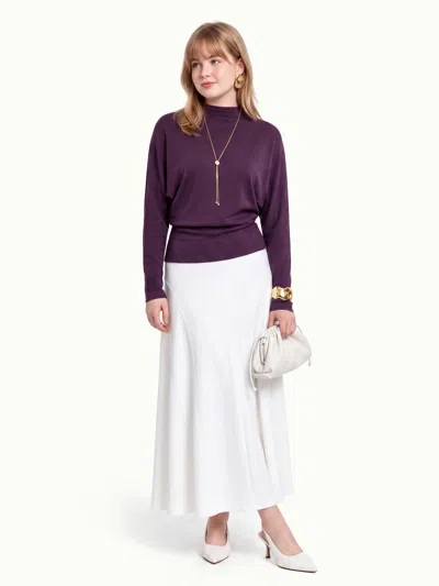 Oglmove Mock Neck Batwing Sleeve Top In Purple