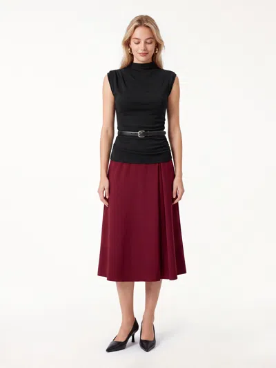 Oglmove Mock Neck Sleeveless Ruched Top In Black