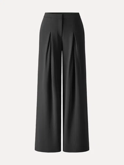 Oglmove Modal Blend Drapey High Rise Wide Leg Pants In Black