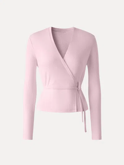 Oglmove Modal Linen Soft Airy Wrap Cardigan In Pink