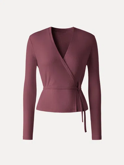 Oglmove Modal Linen Soft Airy Wrap Cardigan In Red