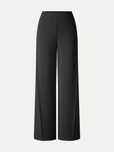 Oglmove Modal Spacer Knit High-rise Wide-leg Pants With Pockets In Black