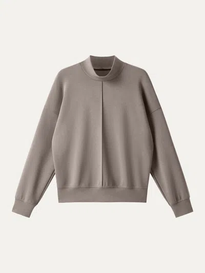 Oglmove Modal Spacer Mockneck Long Sleeve Pullover Shirt In Brown