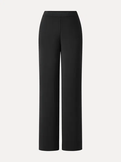 Oglmove Modal Stretch Fleece High-rise Straight-leg Pants With Pockets In Black