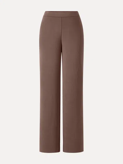 Oglmove Modal Stretch Fleece High-rise Straight-leg Pants With Pockets In Brown