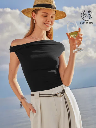 Oglmove Multi-wear Versatile Necklines Bra Top In Black