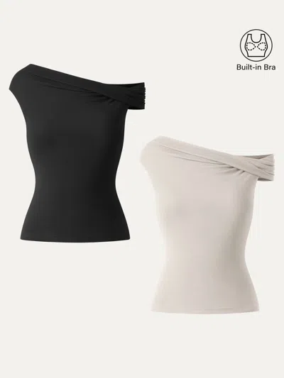 Oglmove Multi-wear Versatile Necklines Bra Top In Black