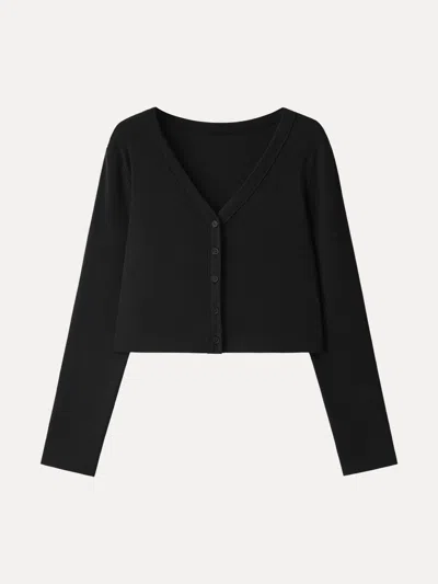 Oglmove Non-itch Lyocell Wool Relaxed Cardigan In Black